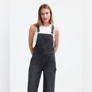 Madewell‎ Black Denim Overalls Women's XS Straight Leg Utility Jumpsuit